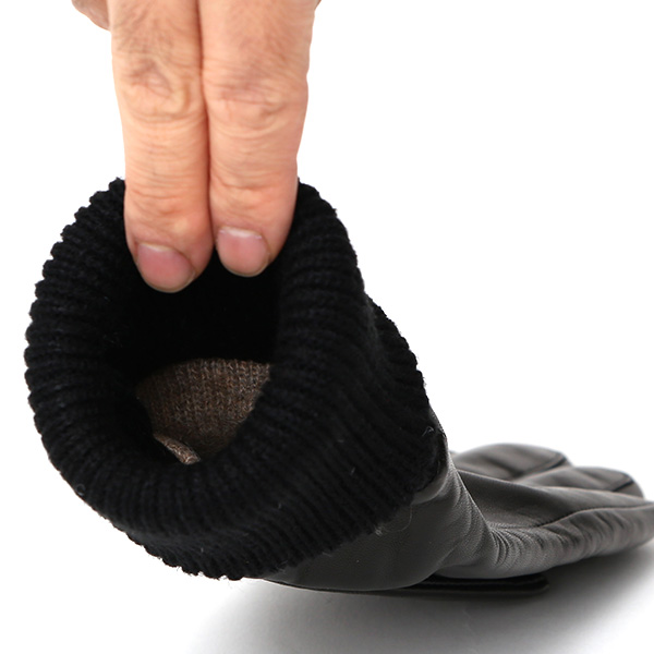  手袋 レディース 日本製 ブランド カシミア 100％ レザー グローブ ニットリブ 防寒 カシミヤ ブラック 黒 黒色 イタリーラム 上質 羊革 皮 手袋 リブ付 女性 上品 婦人 プレゼント 化粧箱付き 国産 KURODA(クロダ)