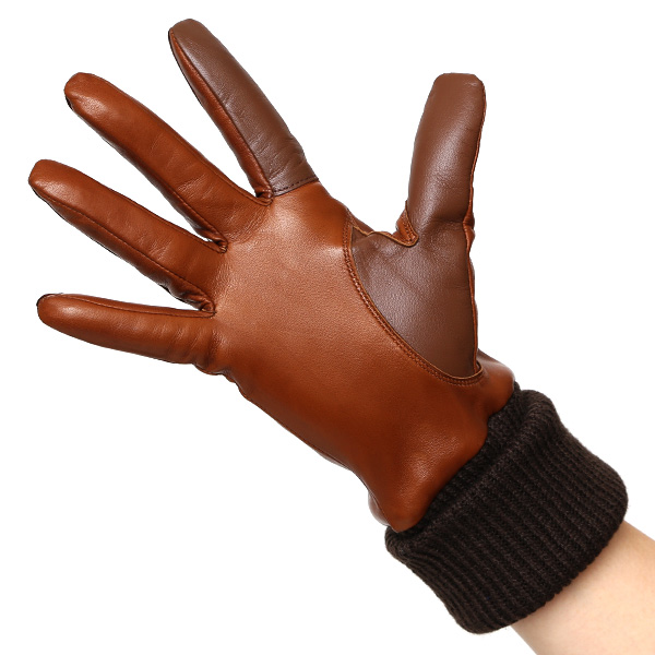  手袋 レディース 日本製 ブランド カシミア 100％ レザー グローブ ニットリブ 防寒 カシミヤ ブラウン 茶 茶色 イタリーラム 上質 羊革 皮 手袋 リブ付 女性 上品 婦人 プレゼント 化粧箱付き 国産 KURODA(クロダ)