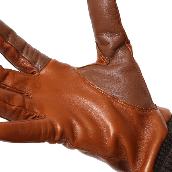  手袋 レディース 日本製 ブランド カシミア 100％ レザー グローブ ニットリブ 防寒 カシミヤ ブラウン 茶 茶色 イタリーラム 上質 羊革 皮 手袋 リブ付 女性 上品 婦人 プレゼント 化粧箱付き 国産 KURODA(クロダ)