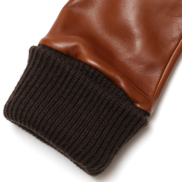  手袋 レディース 日本製 ブランド カシミア 100％ レザー グローブ ニットリブ 防寒 カシミヤ ブラウン 茶 茶色 イタリーラム 上質 羊革 皮 手袋 リブ付 女性 上品 婦人 プレゼント 化粧箱付き 国産 KURODA(クロダ)