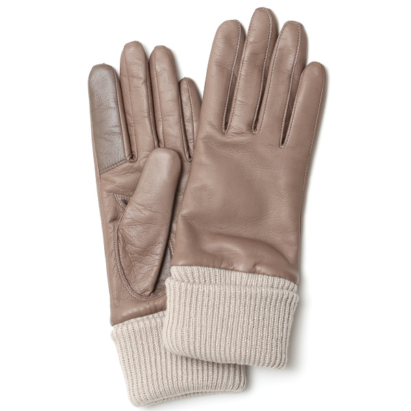 KURODA(クロダ) 手袋 レディース イタリーラム リブ付き 裏地カシミヤ100％ 日本製 グレー