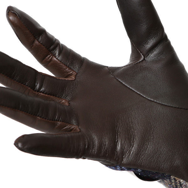  ハリスツイード 手袋 レディース タッセル付き ブランド レザー グローブ 女性 防寒 防風 本革 皮 ダークブラウン ブラウン 茶 茶色 英国 ハリスツイード生地 暖かい おしゃれ かわいい プレゼント ブランド 手袋 KURODA(クロダ)