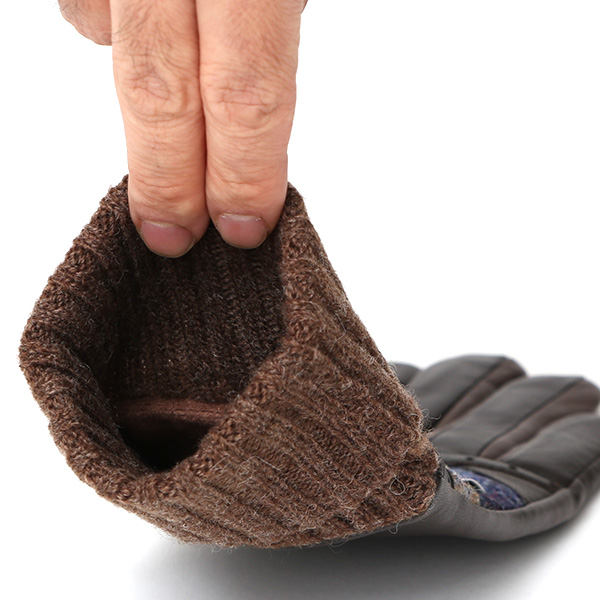  ハリスツイード 手袋 レディース タッセル付き ブランド レザー グローブ 女性 防寒 防風 本革 皮 ダークブラウン ブラウン 茶 茶色 英国 ハリスツイード生地 暖かい おしゃれ かわいい プレゼント ブランド 手袋 KURODA(クロダ)