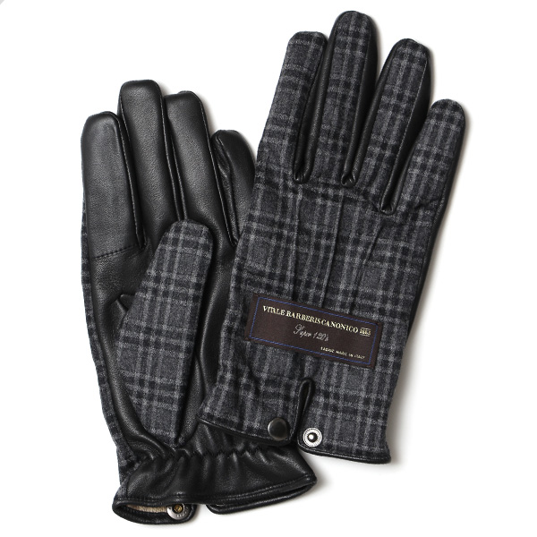 KURODA(クロダ) カノニコ社製ウール生地 メンズ 手袋 グレー/チェック