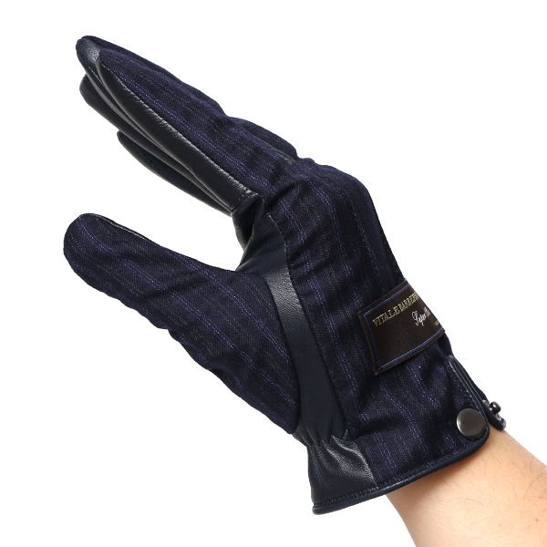  カノニコ社 イタリア製 スーツ生地 手袋 メンズ 本革 男性 ブランド ブルー ネイビー 青色 ビジネス フォーマル 仕事 スーツ 営業 手袋 落ち着いた デザイン ギフト オシャレ