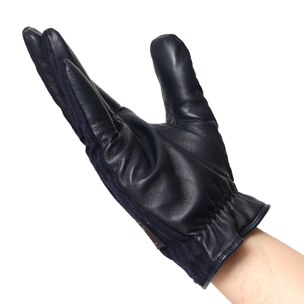  カノニコ社 イタリア製 スーツ生地 手袋 メンズ 本革 男性 ブランド ブルー ネイビー 青色 ビジネス フォーマル 仕事 スーツ 営業 手袋 落ち着いた デザイン ギフト オシャレ