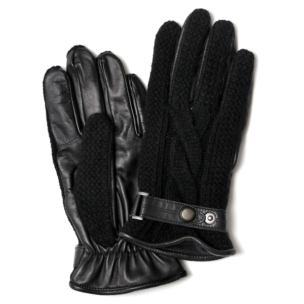 KURODA(クロダ) ニット×羊革 メンズ 手袋 ブラック