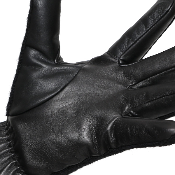  日本 手袋専門 ブランド ニット×本革 メンズ 手袋  ブラック 黒 黒色 学生 社会人 ビジネス カジュアル スマホ タッチパネル 対応 男性用 紳士 暖かい チクチクしない