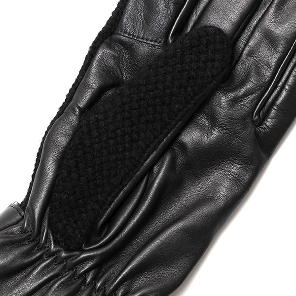  日本 手袋専門 ブランド ニット×本革 メンズ 手袋  ブラック 黒 黒色 学生 社会人 ビジネス カジュアル スマホ タッチパネル 対応 男性用 紳士 暖かい チクチクしない