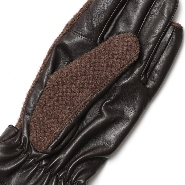  日本 手袋専門 ブランド ニット×本革 メンズ 手袋  ブラウン 茶 茶色 学生 社会人 ビジネス カジュアル スマホ タッチパネル 対応 男性用 紳士 暖かい チクチクしない