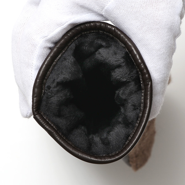  日本 手袋専門 ブランド ニット×本革 メンズ 手袋  ブラウン 茶 茶色 学生 社会人 ビジネス カジュアル スマホ タッチパネル 対応 男性用 紳士 暖かい チクチクしない