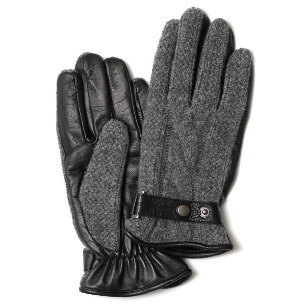 KURODA(クロダ) ニット×羊革 メンズ 手袋 グレー