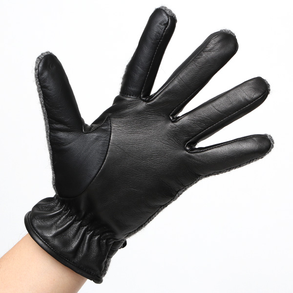  日本 手袋専門 ブランド ニット×本革 メンズ 手袋  グレー グレイ 灰色 学生 社会人 ビジネス カジュアル スマホ タッチパネル 対応 男性用 紳士 暖かい チクチクしない