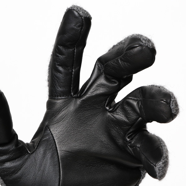  日本 手袋専門 ブランド ニット×本革 メンズ 手袋  グレー グレイ 灰色 学生 社会人 ビジネス カジュアル スマホ タッチパネル 対応 男性用 紳士 暖かい チクチクしない