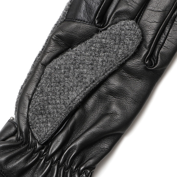  日本 手袋専門 ブランド ニット×本革 メンズ 手袋  グレー グレイ 灰色 学生 社会人 ビジネス カジュアル スマホ タッチパネル 対応 男性用 紳士 暖かい チクチクしない