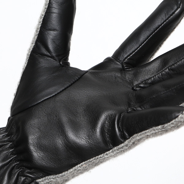  日本 手袋専門 ブランド ニット×本革 メンズ 手袋  ライトグレー グレー グレイ 灰色 学生 社会人 ビジネス カジュアル スマホ タッチパネル 対応 男性用 紳士 暖かい チクチクしない