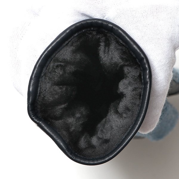  日本 手袋専門 ブランド ニット×本革 メンズ 手袋  ブルー ネイビー 青色 学生 社会人 ビジネス カジュアル スマホ タッチパネル 対応 男性用 紳士 暖かい チクチクしない