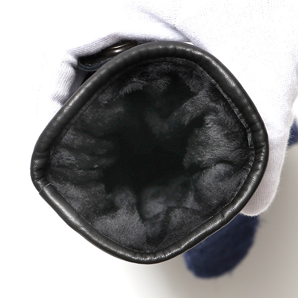  日本 手袋専門 ブランド ニット×本革 メンズ 手袋  ブルー ネイビー 青色 学生 社会人 ビジネス カジュアル スマホ タッチパネル 対応 男性用 紳士 暖かい チクチクしない