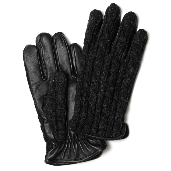 KURODA(クロダ) ニット×羊革 メンズ 手袋 ブラック