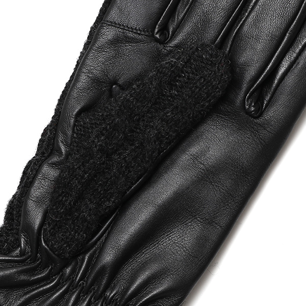  KURODA(クロダ) ニット 本革 手袋 メンズ 男性向け 仔羊革 ブラック 黒 黒色 スマホ タッチパネル 対応 日本 手袋専門ブランド おしゃれ カジュアル ギフト プレゼント