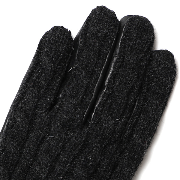  KURODA(クロダ) ニット 本革 手袋 メンズ 男性向け 仔羊革 ブラック 黒 黒色 スマホ タッチパネル 対応 日本 手袋専門ブランド おしゃれ カジュアル ギフト プレゼント