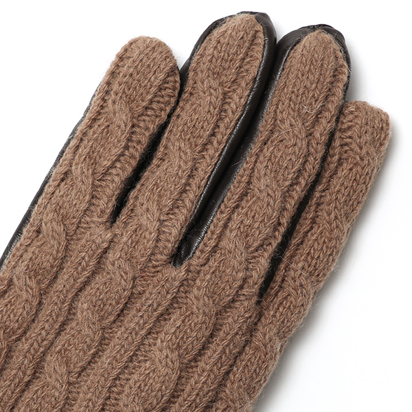  KURODA(クロダ) ニット 本革 手袋 メンズ 男性向け 仔羊革 ブラウン 茶 茶色 スマホ タッチパネル 対応 日本 手袋専門ブランド おしゃれ カジュアル ギフト プレゼント