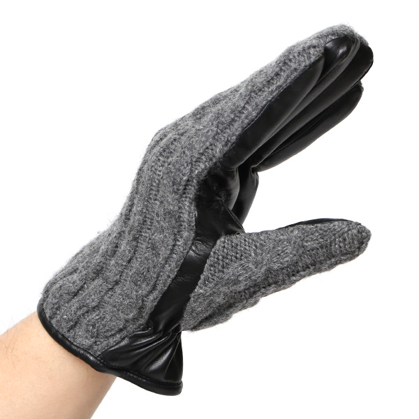  KURODA(クロダ) ニット 本革 手袋 メンズ 男性向け 仔羊革 グレー グレイ 灰色 スマホ タッチパネル 対応 日本 手袋専門ブランド おしゃれ カジュアル ギフト プレゼント