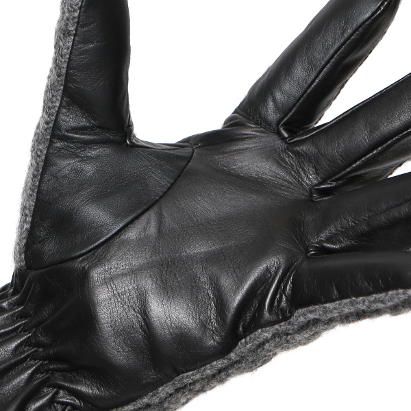  KURODA(クロダ) ニット 本革 手袋 メンズ 男性向け 仔羊革 グレー グレイ 灰色 スマホ タッチパネル 対応 日本 手袋専門ブランド おしゃれ カジュアル ギフト プレゼント