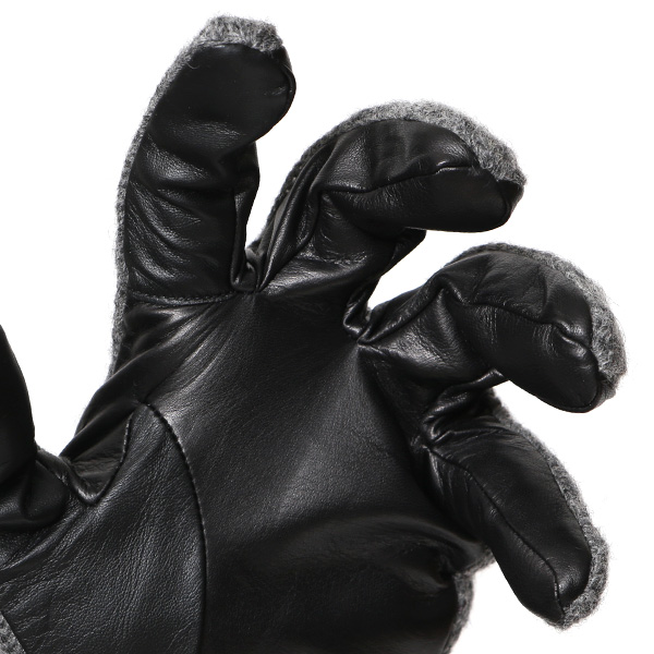  KURODA(クロダ) ニット 本革 手袋 メンズ 男性向け 仔羊革 グレー グレイ 灰色 スマホ タッチパネル 対応 日本 手袋専門ブランド おしゃれ カジュアル ギフト プレゼント