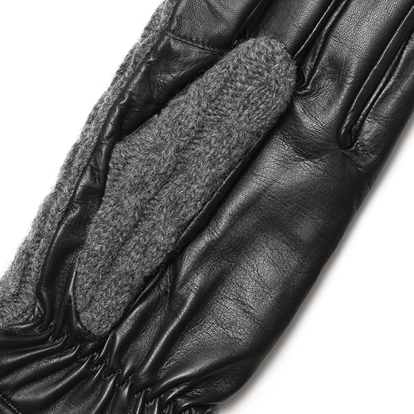  KURODA(クロダ) ニット 本革 手袋 メンズ 男性向け 仔羊革 グレー グレイ 灰色 スマホ タッチパネル 対応 日本 手袋専門ブランド おしゃれ カジュアル ギフト プレゼント