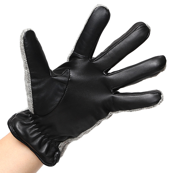  KURODA(クロダ) ニット 本革 手袋 メンズ 男性向け 仔羊革 ライトグレー グレー グレイ 灰色 スマホ タッチパネル 対応 日本 手袋専門ブランド おしゃれ カジュアル ギフト プレゼント