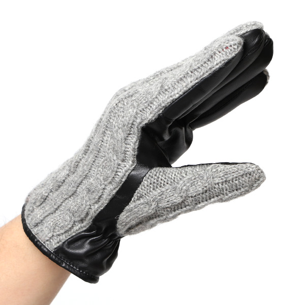  KURODA(クロダ) ニット 本革 手袋 メンズ 男性向け 仔羊革 ライトグレー グレー グレイ 灰色 スマホ タッチパネル 対応 日本 手袋専門ブランド おしゃれ カジュアル ギフト プレゼント