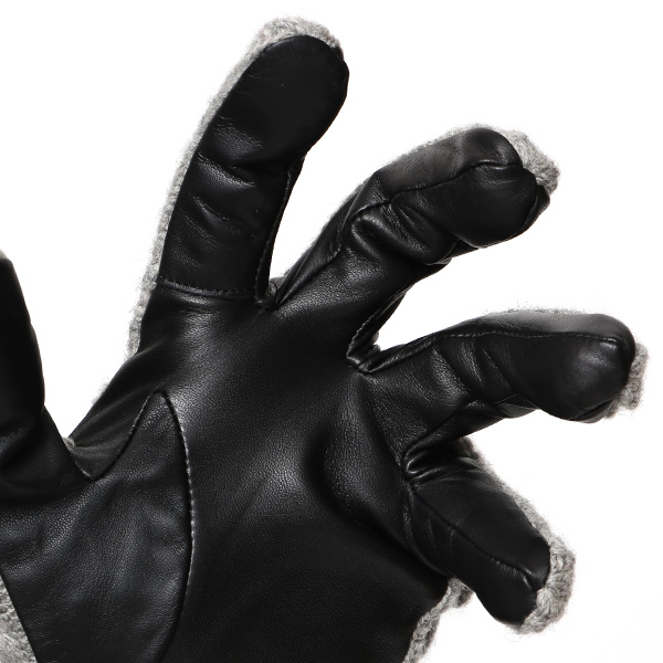  KURODA(クロダ) ニット 本革 手袋 メンズ 男性向け 仔羊革 ライトグレー グレー グレイ 灰色 スマホ タッチパネル 対応 日本 手袋専門ブランド おしゃれ カジュアル ギフト プレゼント