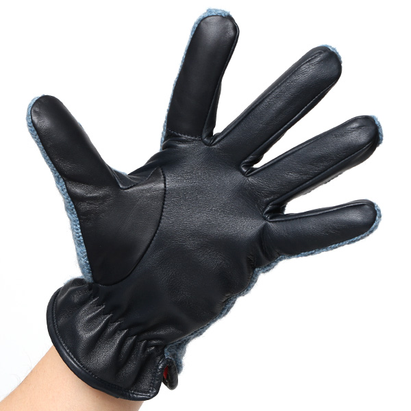  KURODA(クロダ) ニット 本革 手袋 メンズ 男性向け 仔羊革 ブルー ネイビー 青色 スマホ タッチパネル 対応 日本 手袋専門ブランド おしゃれ カジュアル ギフト プレゼント