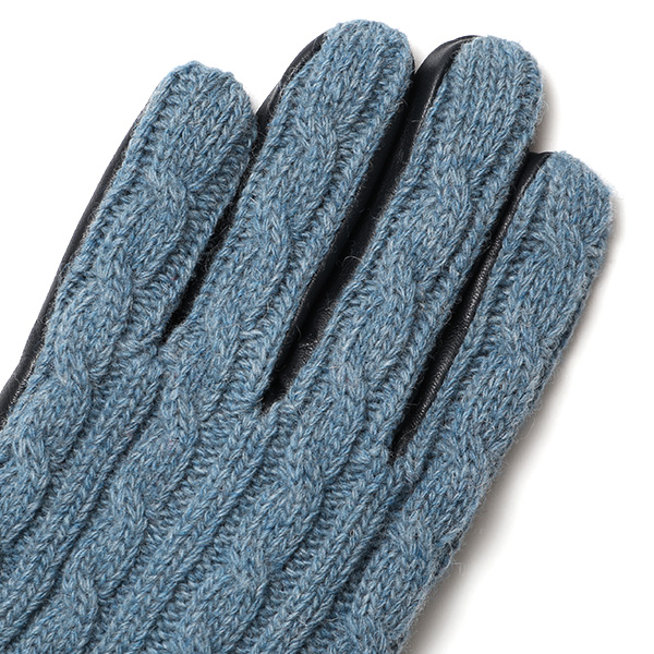  KURODA(クロダ) ニット 本革 手袋 メンズ 男性向け 仔羊革 ブルー ネイビー 青色 スマホ タッチパネル 対応 日本 手袋専門ブランド おしゃれ カジュアル ギフト プレゼント