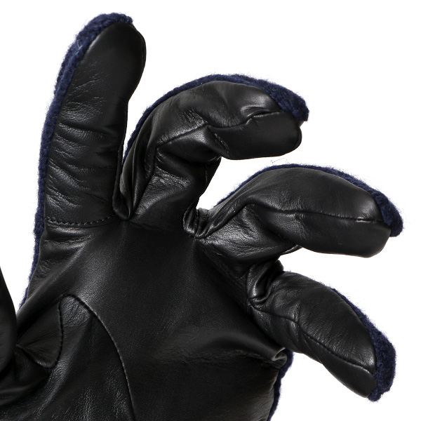  KURODA(クロダ) ニット 本革 手袋 メンズ 男性向け 仔羊革 ブルー ネイビー 青色 スマホ タッチパネル 対応 日本 手袋専門ブランド おしゃれ カジュアル ギフト プレゼント