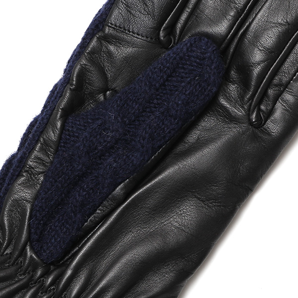  KURODA(クロダ) ニット 本革 手袋 メンズ 男性向け 仔羊革 ブルー ネイビー 青色 スマホ タッチパネル 対応 日本 手袋専門ブランド おしゃれ カジュアル ギフト プレゼント
