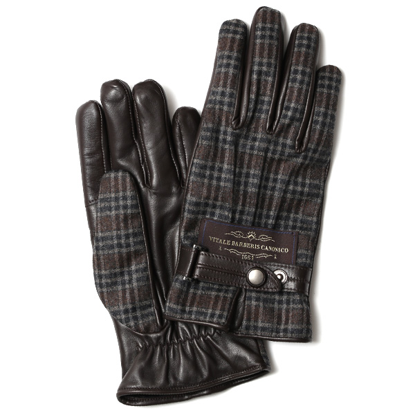 KURODA(クロダ) カノニコ社製スーツ生地 メンズ 手袋 ブラウン/チェック