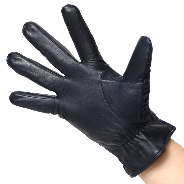 日本製 本革 メンズ 手袋 ビジネス フォーマル ブルー ネイビー 青色 高級 高品質 上質 仕事 営業 スーツ スマホ対応 ギフト プレゼント ラッピング クリスマス