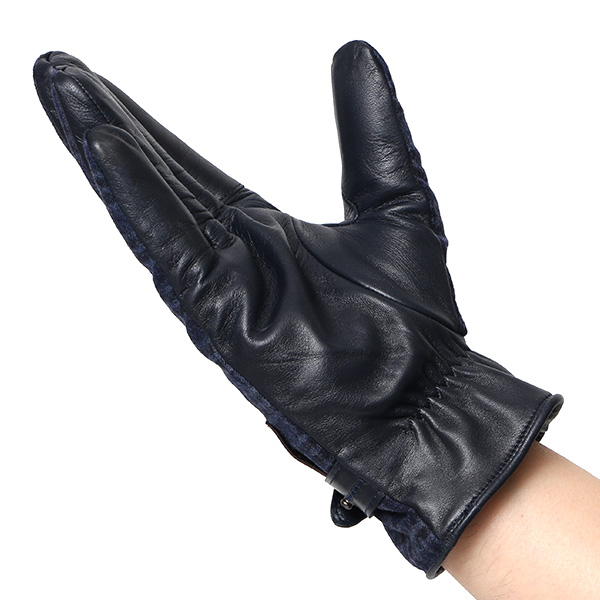 日本製 本革 メンズ 手袋 ビジネス フォーマル ブルー ネイビー 青色 高級 高品質 上質 仕事 営業 スーツ スマホ対応 ギフト プレゼント ラッピング クリスマス