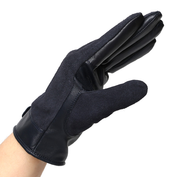  KURODA(クロダ) ヤギ革 メンズ 手袋 本革 三本山 ブルー ネイビー 青色 紳士 レザー グローブ 化粧箱付き プレゼント おしゃれ ギフト ラッピング タッチパネル タブレット ブランド