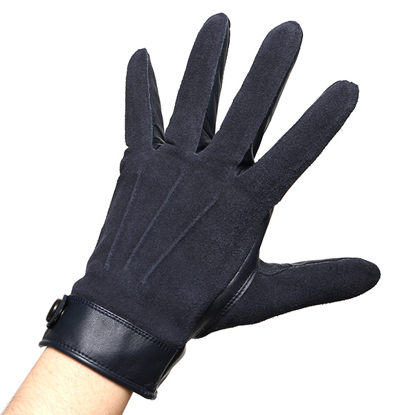  KURODA(クロダ) ヤギ革 メンズ 手袋 本革 三本山 ブルー ネイビー 青色 紳士 レザー グローブ 化粧箱付き プレゼント おしゃれ ギフト ラッピング タッチパネル タブレット ブランド