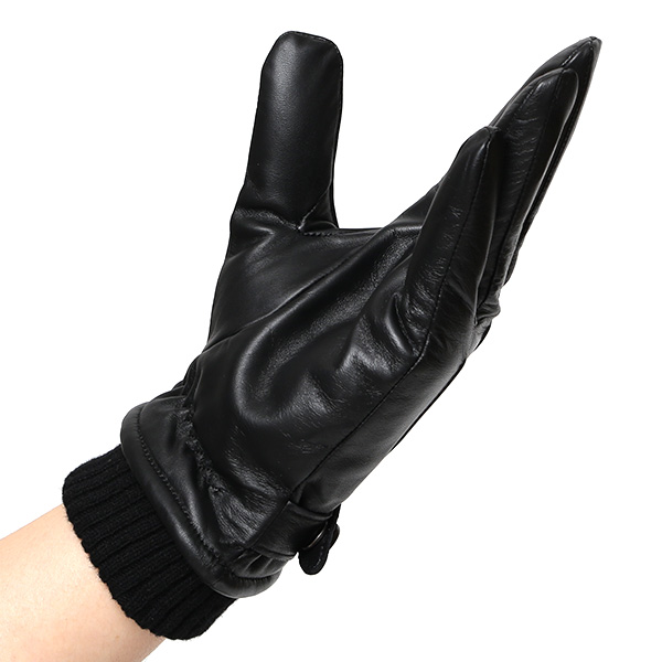  日本製 メンズ 本革 手袋 バイク 暖かい マイクロファイバーボア裏地 ブラック 黒 黒色 スマホ対応 紳士 男性 おしゃれ カジュアル グローブ ギフト プレゼント ラッピング 化粧箱