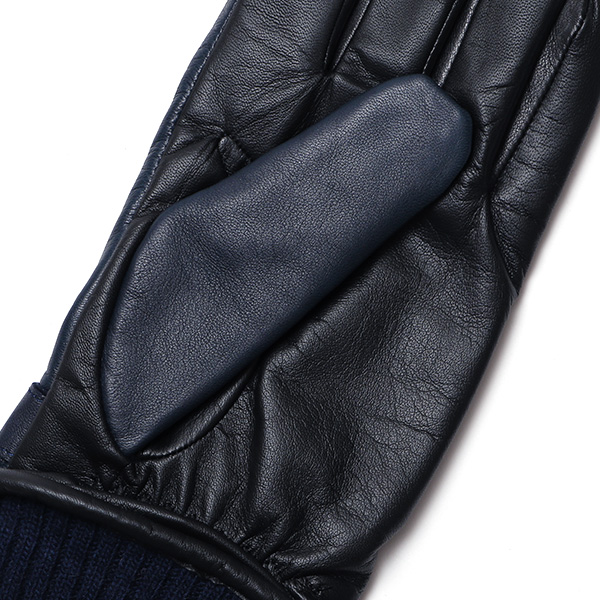  日本製 メンズ 本革 手袋 バイク 暖かい マイクロファイバーボア裏地 ブルー ネイビー 青色 スマホ対応 紳士 男性 おしゃれ カジュアル グローブ ギフト プレゼント ラッピング 化粧箱