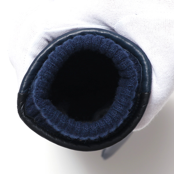  日本製 メンズ 本革 手袋 バイク 暖かい マイクロファイバーボア裏地 ブルー ネイビー 青色 スマホ対応 紳士 男性 おしゃれ カジュアル グローブ ギフト プレゼント ラッピング 化粧箱