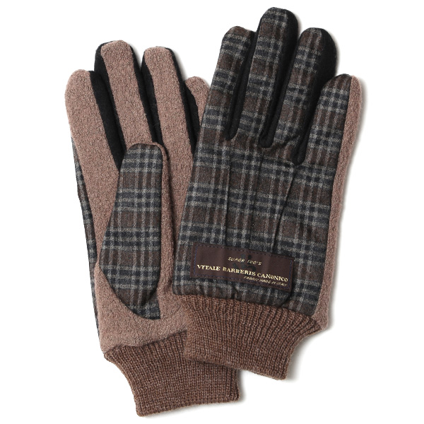 KURODA(クロダ) カノニコ社製スーツ生地 メンズ 手袋 ブラウン/チェック