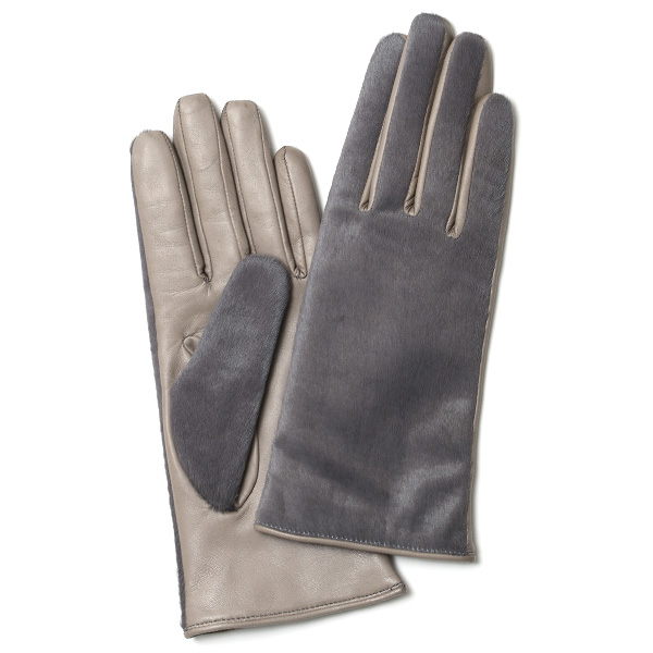 KURODA(クロダ) 手袋 ハラコ×羊革(イタリア製ラムスキン) レディース 手袋 グレー