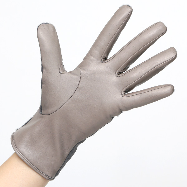  日本製 高級 女性 革手袋 カシミア 100% ハラコ 仔羊革 グレー グレイ 灰色 婦人 レディース 牛革 フォーマル カジュアル 営業 仕事 ギフト プレゼント ラッピング ブランド 化粧箱付き