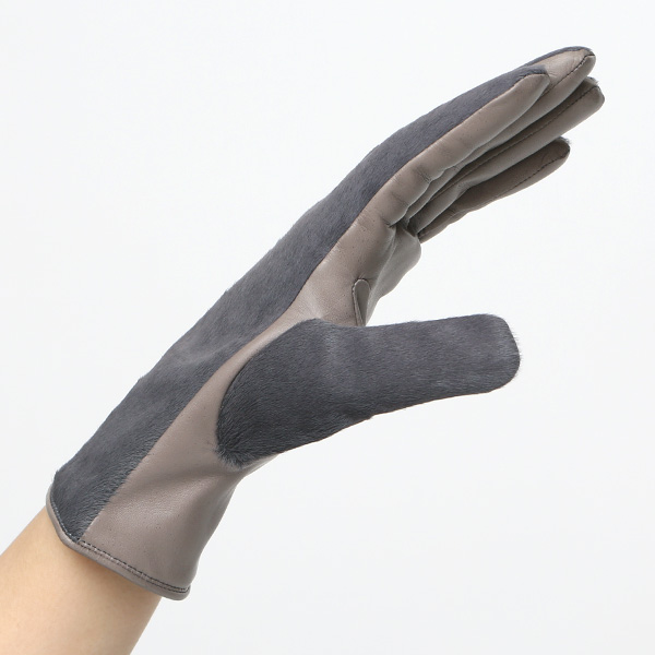  日本製 高級 女性 革手袋 カシミア 100% ハラコ 仔羊革 グレー グレイ 灰色 婦人 レディース 牛革 フォーマル カジュアル 営業 仕事 ギフト プレゼント ラッピング ブランド 化粧箱付き