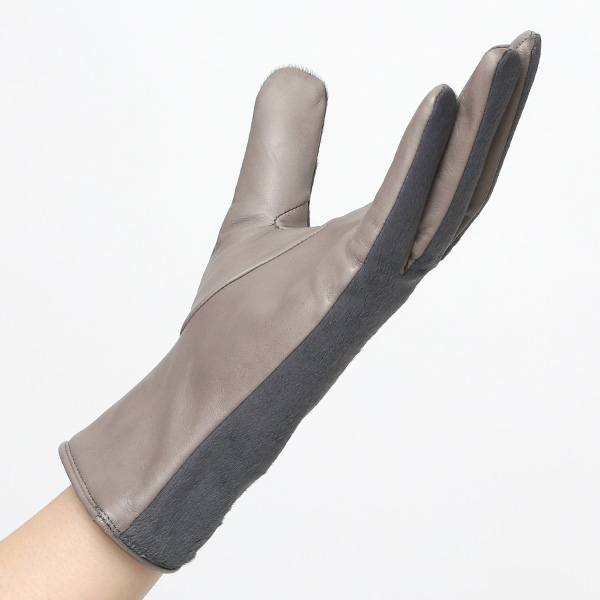  日本製 高級 女性 革手袋 カシミア 100% ハラコ 仔羊革 グレー グレイ 灰色 婦人 レディース 牛革 フォーマル カジュアル 営業 仕事 ギフト プレゼント ラッピング ブランド 化粧箱付き